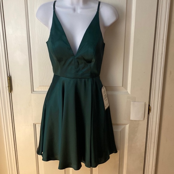 Blondie Nites | Dresses | Nwt Satin Emerald Green Mini Dress | Poshmark